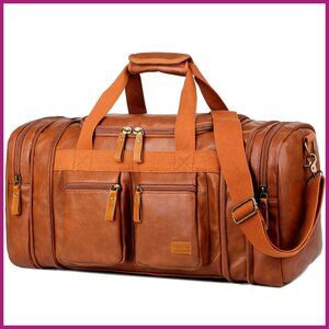 Faux Leather Travel Duffel Weekender Bag Carry On Luggage